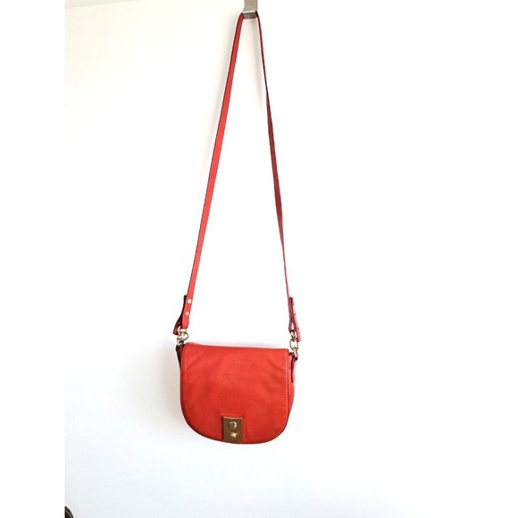 J.Crew Womens Saddlebag Red Orange 100% Leather Crossbody Purse Pre-owned - Picture 9 of 13